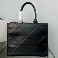 New Simple And Elegant Parachute Diamond Tote Bag Black Leather Large Capacity Crossbody Bag Shoulder Bag