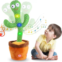 Dancing Cactus Mimicking Toy Talking Repeat Singing Sunny Cactus Dancer Electronic Light Up Plush Toy for Baby Boys and Girls