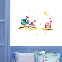 For Kids Animal Decor Waterproof Wall Removable Cartoon Owl Sticker Rooms Home Home Wall Decorations Peel And Mirror Tiles 12x12