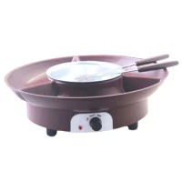Electric Fondue Pot Set with 3 Section Food Tray and 2 Dipping Forks Cheese Fondue Maker Chocolate Fondue Kit Housewarming Gift