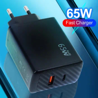 65W 2Ports GaN Charger PD45w Fast Charging Travel Charger for IPhone Samsung Xiaomi Laptop Mobile Phone Power Adapter EU US Plug