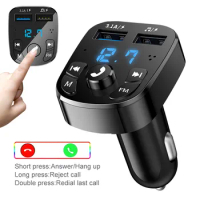 Car Bluetooth 5.0 Music Player FM Transmitter Dual USB Port Car Phone Charger MP3 Receiver 3.1A Fast Charger Audio Receiver
