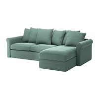GRÖNLID 附躺椅三人座沙發床, ljungen 淺綠色, 49 公分