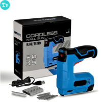 Tp Cordless Nail Gun USB Rechargeable Built-in Battery Electric Stapler with Nails for Woodworking DIY Furniture Construction
