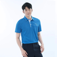 【遊遍天下】男款格紋領抗UV吸濕排汗機能格紋POLO衫GS1017藍色(M-5L 大尺碼)