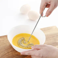Stainless Steel Manual Egg Beater Spring Coil Coffee Milk Hand Whisk Mixer Egg Foamer Egg Cream Stirring Kitchen Baking Tools