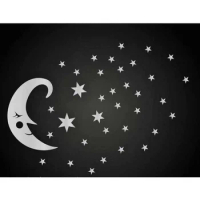 The moon and stars mirror wall sticker , 3D Creative miror wall sticker for home deco living room deco