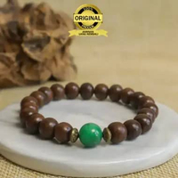 Gelang Kayu Gaharu Hitam Wangi Kalimantan sekat Giok Hijau ASLI China Original 100% Pria Wanita by R