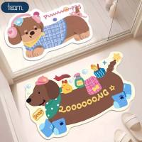 Thảm Lau Chân Nhà Tắm Hình Cún Dễ Thương Chất Liệu Napas Nhanh Khô, Thảm Chùi Chân Chống Trượt Decor