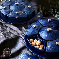 摩達客農曆春節開運◉高級星空可旋轉陶瓷精緻糖果盒水果盤聚寶盆