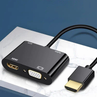 HDMI to HDMI+VGA splitter+ Video Converter Adapter HD Cable Audio Output HDMI2VGA with audio cable ค