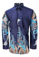 Pacolino Pacolino - (Regular Cuttting) Blue Color Malaysia Men Batik Long Sleeve Kemeja Batik Lelaki