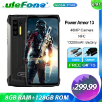 Ulefone Power Armor 13 13200mAh Rugged Phone 128GB Android 11 Waterproof Smartphone 6.81” 2.4G/5G WLAN Mobile Phones NFC Global