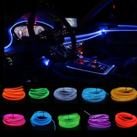 Car EL Wire LED Light Interior Ambient LED Strip Neon Lighting Garland Wire Rope Tube Decoration Flexible Tube Colors Auto Lamp
