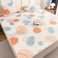 Summer Latex Cool Mat Set Cool Bed Sheet Double Queen Size Bed Cover Bedspreads Non-slip Mattress Cover Pillowcase Bedding Set
