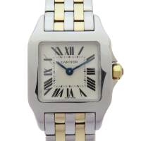 【二手名牌BRAND OFF】Cartier 卡地亞 Santos Demoiselle 18黃K金 精鋼 錶帶 石英腕錶 W25066Z6