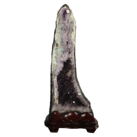 【古緣居】巴西天然紫水晶洞 +木製底座(23.95公斤)