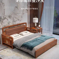 Rosewood Solid Wood Sofa Bed Foldable Dual-Purpose Chinese Style Living Room Single Double Multi-Functional Telescopic Bed