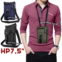 Elbrus Tas HP Pria Anti Air 7,5 inch Dompet Handphone Gantung di Leher dan pinggang Waterproof Hitam