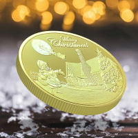 圣誕徽章禮物兒童金幣 2018年份紀念幣小禮品鑰匙扣掛飾玩具硬幣
