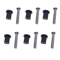 Marine Boat M5 Rubber Well Nut Kit Stainless Steel Screw Fixing Nuts for Kayak Canoe Inflatable Fishing Boat Dinghy
