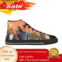 Grand Theft Auto Gta 5 Gta5 Game Anime Cartoon Casual Cloth Shoes High Top Comfortable Breathable 3D Print Men Women Sneakers