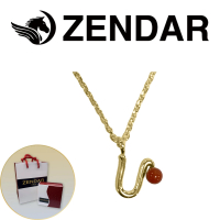 【ZENDAR】頂級天然沙丁紅珊瑚圓珠3-3.5mm字母銀色項鍊 227263 字母U