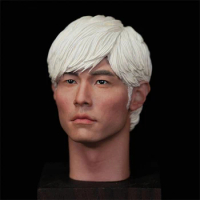Hot Sale 1/6th Hand Painted Asian Singer Jay Chou White Hair Vivid Head Sculpture Carving for 12'' PH TBL Action Figure