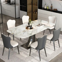 Microcrystalline stone dining table, household marble, supercrystalline stone dining table and chair combination