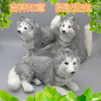 新品仿真哈士奇動物模型狗擺件寵物拍攝毛絨玩具家居工藝品