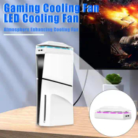 Console System Ps5 Slim Rgb Fan with Dust Cover Adjustable Speed Colorful Led Light 2 Usb Ports Game Console Cooler Fan Rgb Led