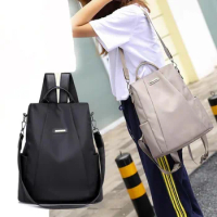 Women's Anti-theft Backpack Fashion Simple Solid Color School Bag Oxford Cloth Shoulder Bag