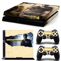 Uncharted 4 game accessories Vinyl Decal Skin Stickers For PS4 Console and 2 PCS Stickers For PS4 Co