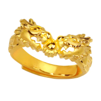 【元大珠寶】買一送一黃金戒指9999雙龍咬珠男戒(2.52錢正負5厘)