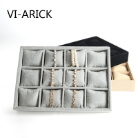VI-ARICK絨布12格手鏈手鐲展示盤首飾展示盤手表項鏈飾品首飾托盤