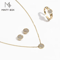 MINTYBOX D Color VVS1 Moissanite Jewelry Set Solid 18k 14k 10k Yellow Gold Earring Wedding Ring Necklace Pendant LuxurlyJewelry
