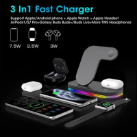 15W Wireless Charger 3 In 1 Charger Dock Station Holder For iPhone 12 12 Pro Samsung Apple Watch Mobile Phone Wireless Charger