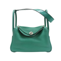 【二手名牌BRAND OFF】HERMES 愛馬仕 孔雀綠 TC皮革 Lindy 26 肩背包 A刻