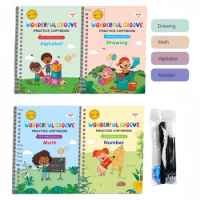 4PCS Children Magic Practice Copybook Reusable Pen Control Tracing Copy Books Baby Learning Educational Montessori Toys for Kids