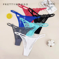 5PCS Hot Sale G-string Solid Color Lace Transparent Panties T-back Thongs Women's Underwear