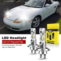 2PCS For Porsche Boxster 1997-2004 High Low Beam Led Bulb H7 Without Fan Headlight Bulb 60W 6000K Plug and Play 12V H7