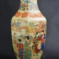 Chinese Famille Rose porcelain Vase HandPainted beautiful woman Qianlong mark