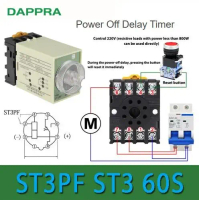 ST3PF ST3 60S Time relay AC220V Power Off Delay Timer 8Pin OJ98