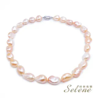 【Selene】香檳金變形淡水珍珠項鍊(10-15mm)