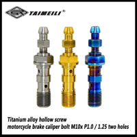 Titanium alloy hollow screw motorcycle brake caliper bolt M10x P1.0 / 1.25 two holes