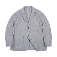 馬登工裝 美式休閒泡泡紗條紋西裝外套cityboy平駁領寬鬆夾克男春