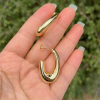 2023 Shaped Hammer Shiny Zircon CC Shape Hoop Earrings For Women Gold Plated Circle Earrings Daily Jewelry