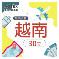 【AOTEX】30天越南上網卡Viettel高速4G網速無限流量(手機SIM卡網路卡預付卡吃到飽不降速)