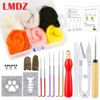 LMDZ Felting Kit, Needle Felt Supplies, Needle Felting Starter Kit with Roving Wool, Needle Felting Needle, Wooden Handle