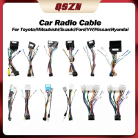 QSZN Car Radio Cable For Toyota Mitsubishi Suzuki Ford Volkswagen VW Nissan Hyundai Kia Honda CRV Wire Harness Android 2din DVD